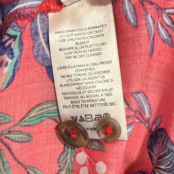 Anthropologie Super Nice Letters Elysa Bold Floral Bird Print Button Down Top XL - Picture 7 of 10